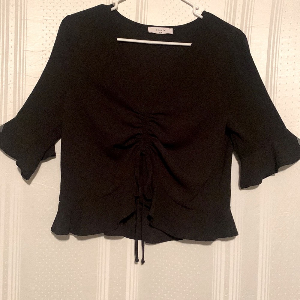 Elodie Black Short Sleeve Blouse